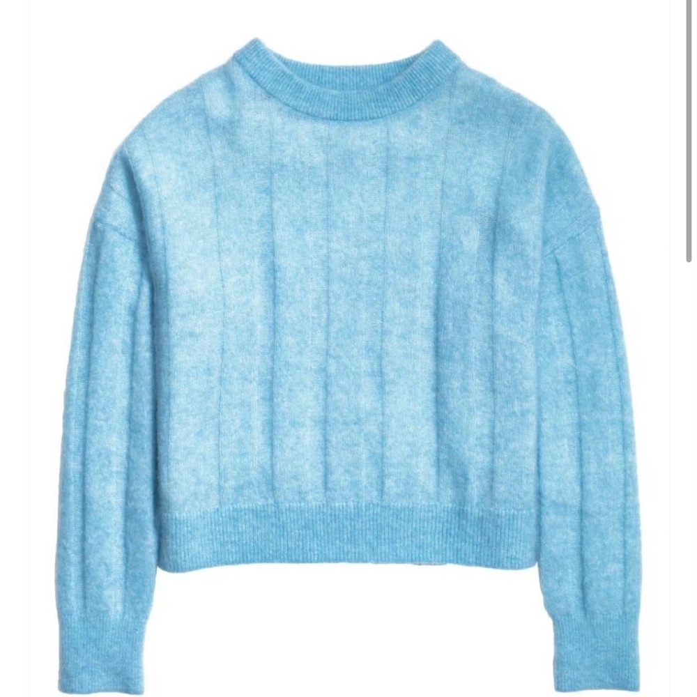 pour Mohair H&M Trend Sky Blue Crew Neck Sweater